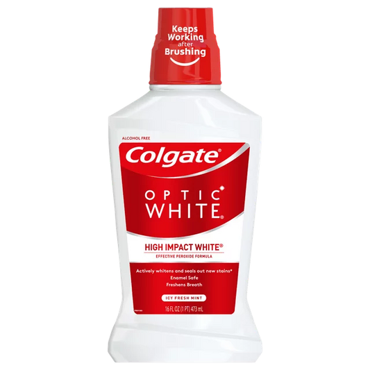 Enjuague bucal Colgate Optic White de 16 onzas***