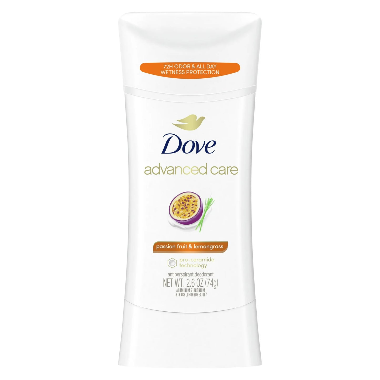 Desodorante antitranspirante en barra Dove Advanced Care para mujer, sabor a maracuyá y limoncillo, 2,6 oz