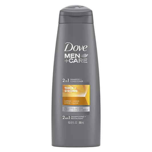 Champú y acondicionador Dove Men+Care Fortifying Thicking 2 en 1 con cafeína y calcio, 12 fl oz***