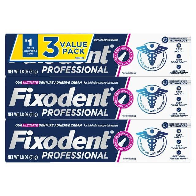 Fixodent 專業終極假牙黏合膏，1.8 盎司，3 件裝