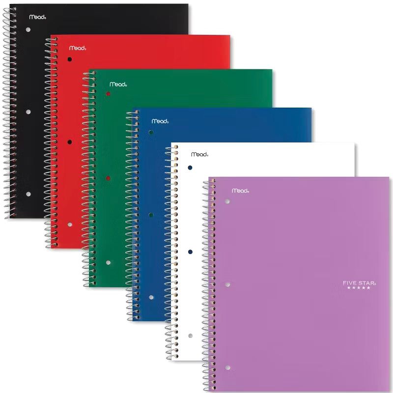 Five Star 5 Subject College Ruled Notebook Misc Colors