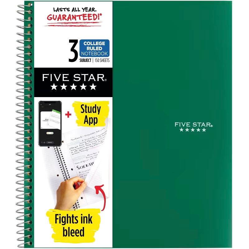 Five Star College Ruled Notebook 3 Subject