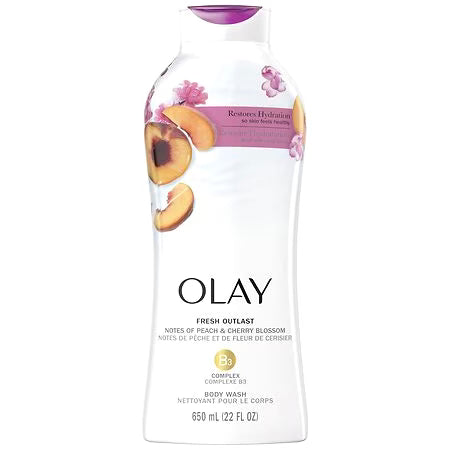 Olay Fresh Outlast Body Wash, Peach & Cherry Blossom, 22.0 fl oz