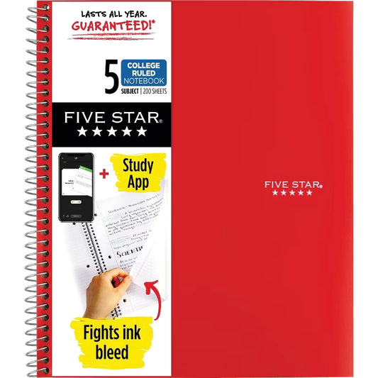 Five Star 5 Subject College Ruled Notebook Misc Colors