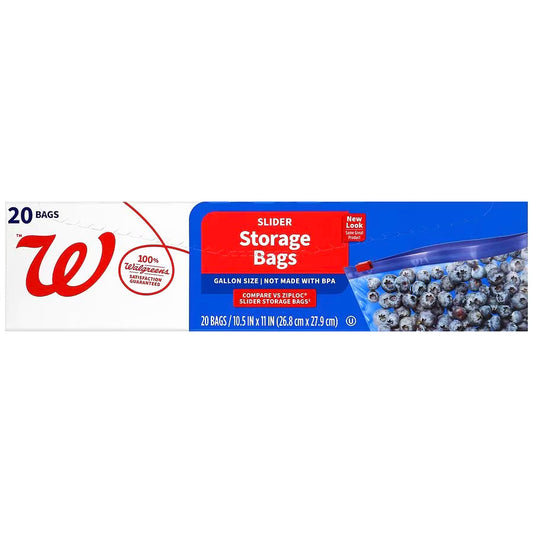 Walgreens Slider Storage Bags Gallon, 20.0 ea