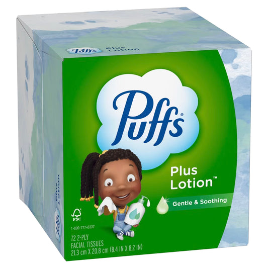 Puffs Plus Lotion Gentle & Soothing Facial Tissue Cube 72ct