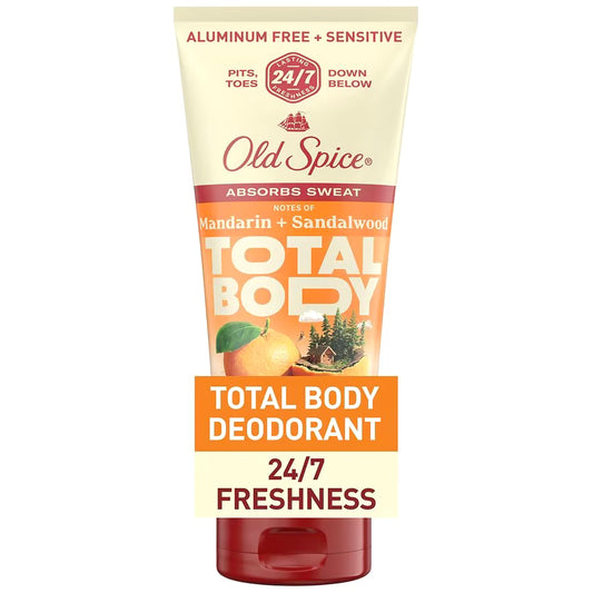 Old Spice Whole Body Deodorant Lotion, Aluminum Free Total Body Deodorant Mandarin + Sandalwood, 3.0 oz