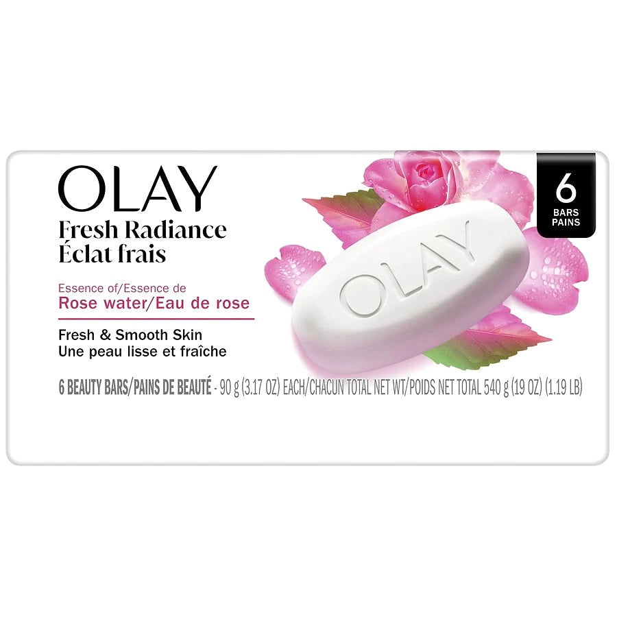 Olay Fresh Radiance Beauty Bar Rose Water, 3.17 oz, 6 pack
