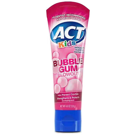 ACT Kids Anticavity Fluoride Toothpaste Bubble Gum Blowout, 4.6 oz