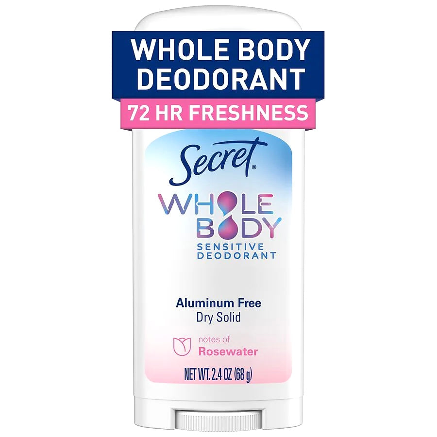 Secret Whole Body Deodorant Stick for Women Rosewater, 2.4 oz
