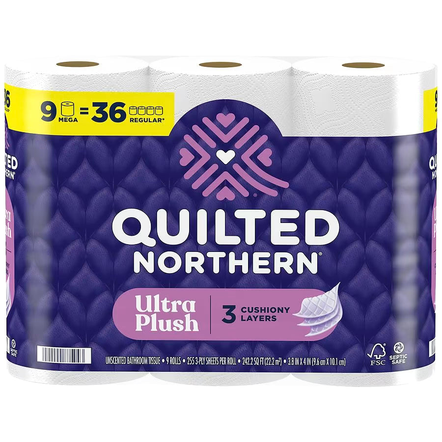 Quilted Northern Ultra Plush Mega Roll 3-Ply Bathroom Tissue, 255.0 ea, 9 pack