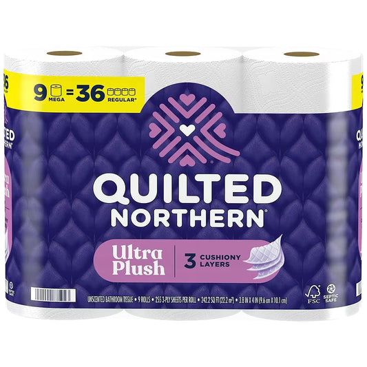 Quilted Northern Ultra Plush Mega Roll 3-Ply Bathroom Tissue, 255.0 ea, 9 pack
