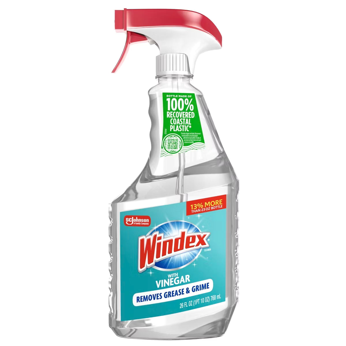 Windex® with Vinegar Glass & Window Cleaner, Spray Bottle, 26oz