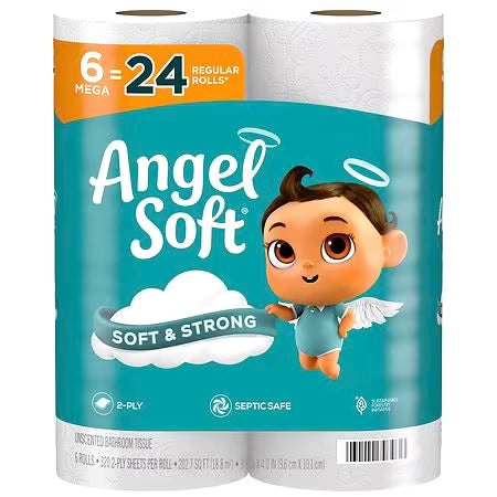 Angel Soft Toilet Paper 6=24 Mega Rolls