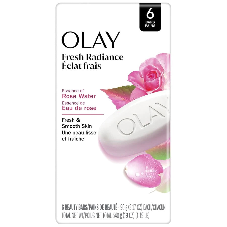 Olay Fresh Radiance Beauty Bar Rose Water, 3.17 oz, 6 pack