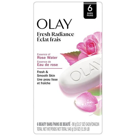 Olay Fresh Radiance Beauty Bar Rose Water, 3.17 oz, 6 pack