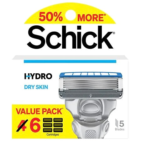 Schick Hydro Men's Dry Skin Razor Refills Value Pack, 6.0 ea