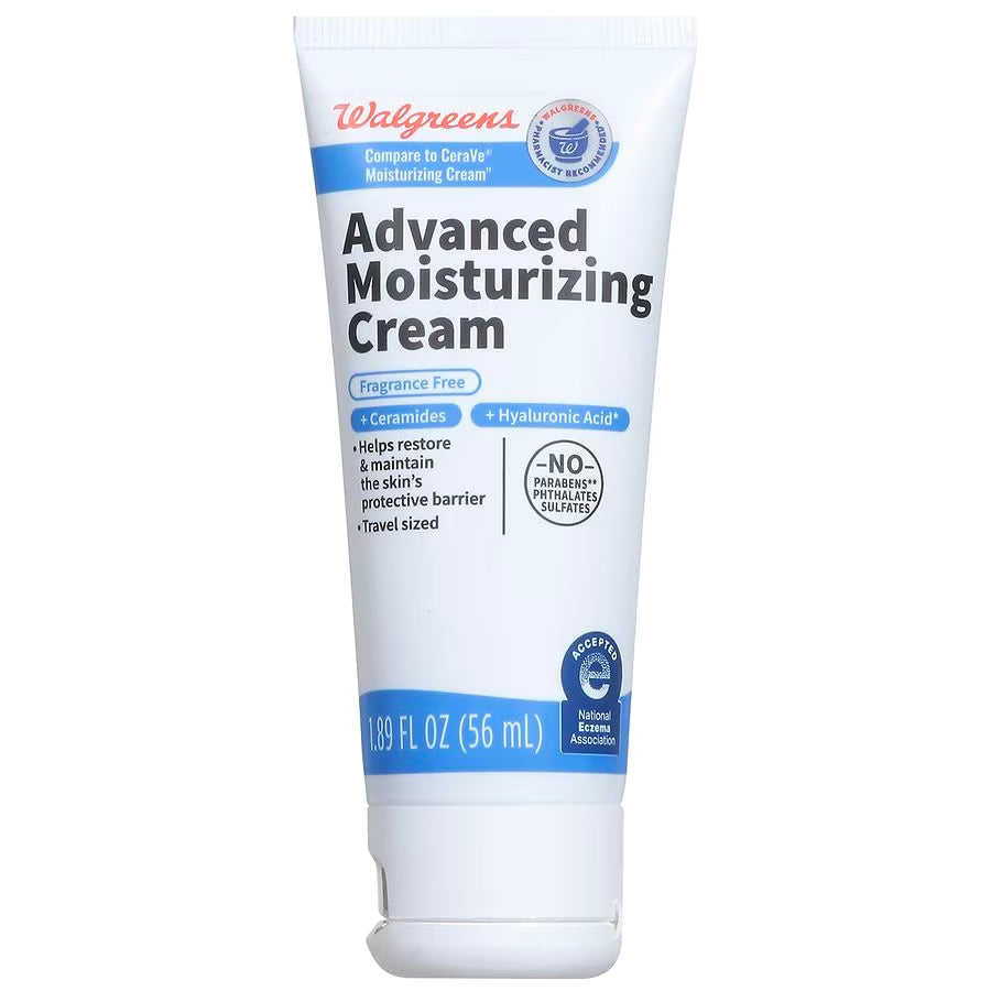 Walgreens Advanced Moisturizing Cream, Travel Size Fragrance Free, 1.89 fl oz