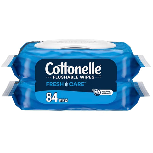 Toallitas húmedas desechables Freshcare de Cottonelle, paquete de 2, 84 unidades