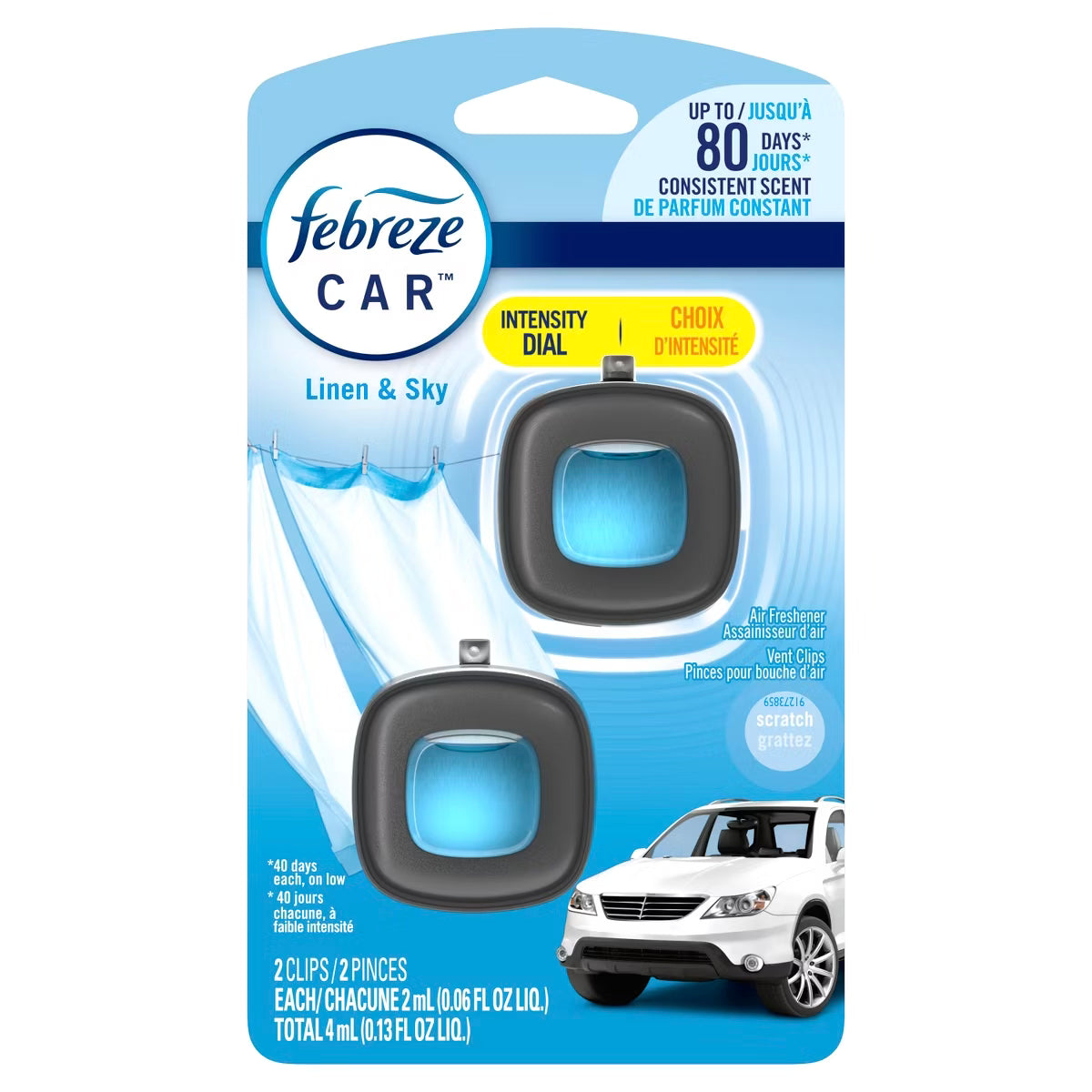 Febreze Car Air Freshener, Odor-Fighting Car Vent Clip, 2 Count (click for scent options)