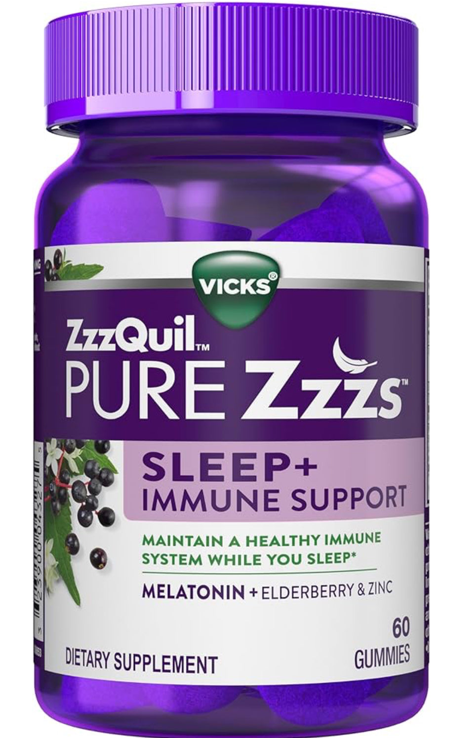 Zzzquil Pure Zzzs Sleep + Immune Support Melatonin Sleep Aid Gummies 60 ***