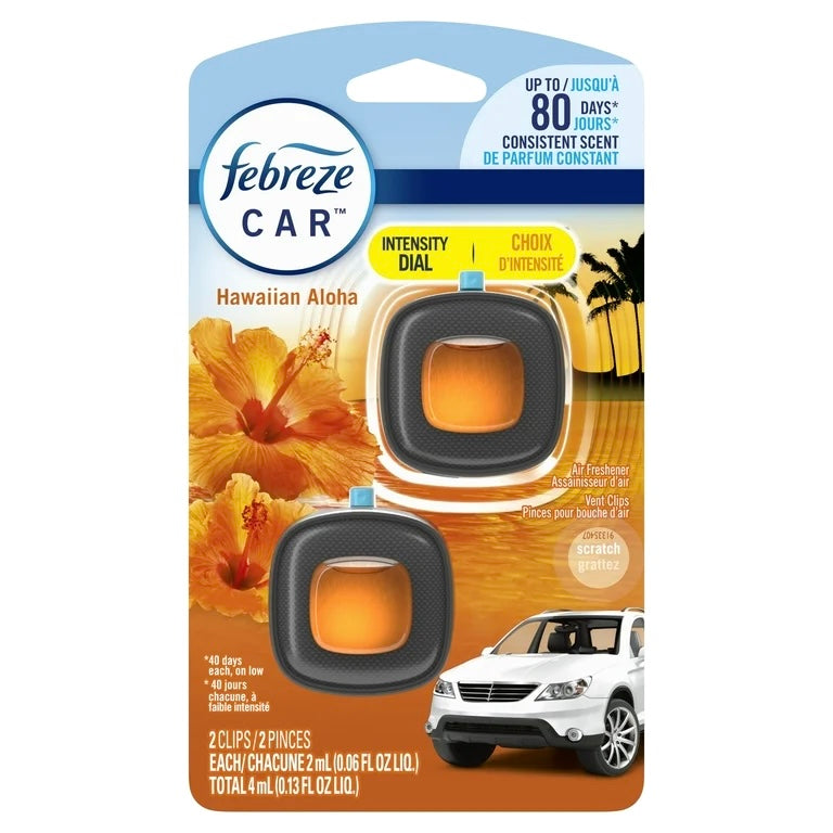 Febreze Car Air Freshener, Odor-Fighting Car Vent Clip, 2 Count (click for scent options)