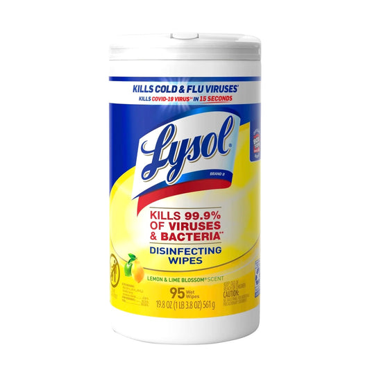 Toallitas desinfectantes Lysol con aroma a limón y lima, 95 unidades