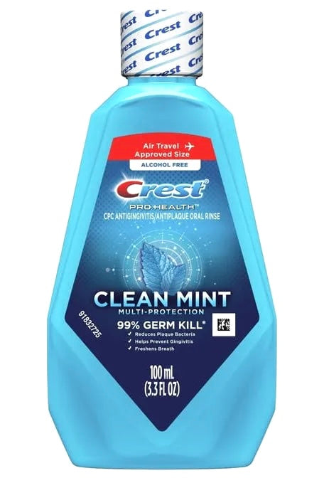 Crest Pro-Health Multi-Protection Travel Size Mouthwash, Alcohol Free, Clean Mint, 3.3 fl oz