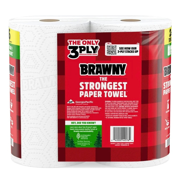 Brawny 3 Ply Paper Towels 2=6 Triple Rolls