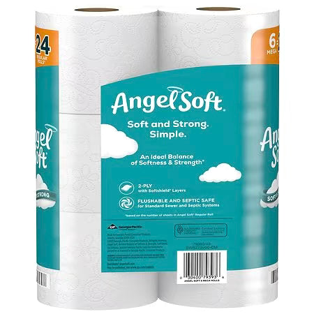 Papel higiénico Angel Soft 6 = 24 rollos grandes