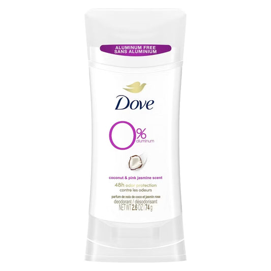 Desodorante en barra para mujer Dove 0 % aluminio, sabor a coco y jazmín rosa, 2,6 oz