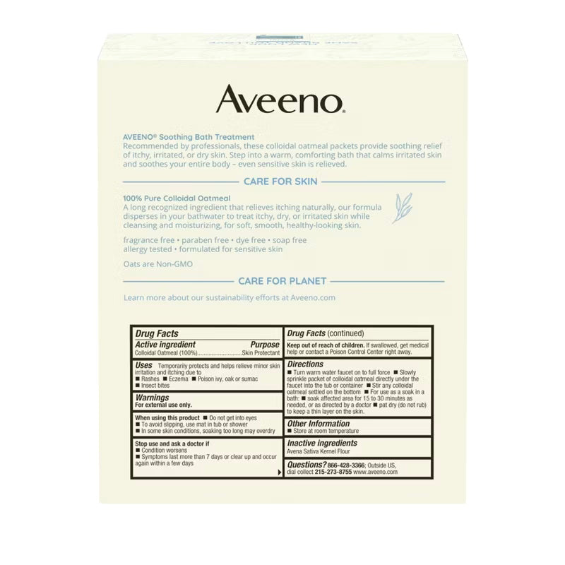 Aveeno Soothing Oatmeal Bath Soak for Eczema with Natural Colloidal Oatmeal 8ct