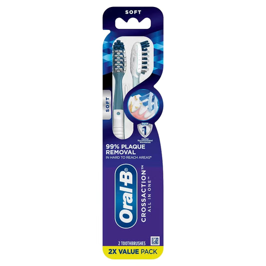 Oral-B Cross Action All In One Manual Toothbrush, Soft 2 Pack