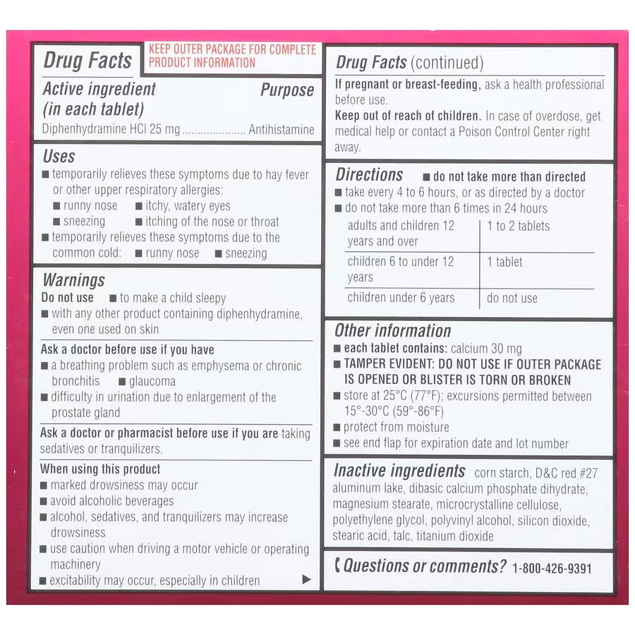 Walgreens Alivio de la alergia Difenhidramina Mini Tabletas recubiertas, 24 unidades