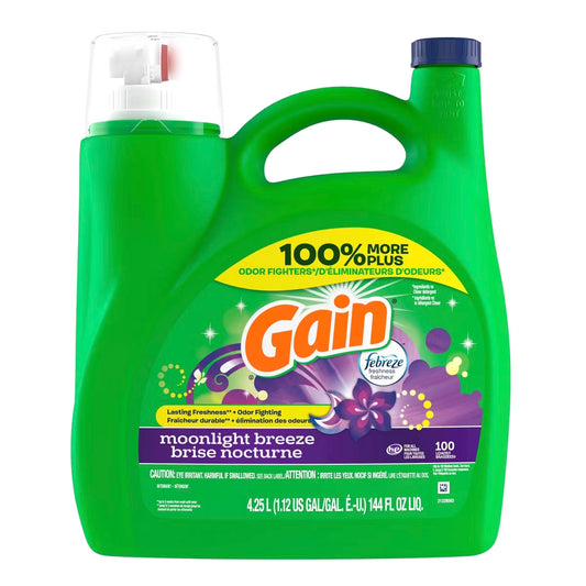 Gain Liquid Laundry Detergent, Moonlight Breeze Scent, 144 fl oz, 100 Loads