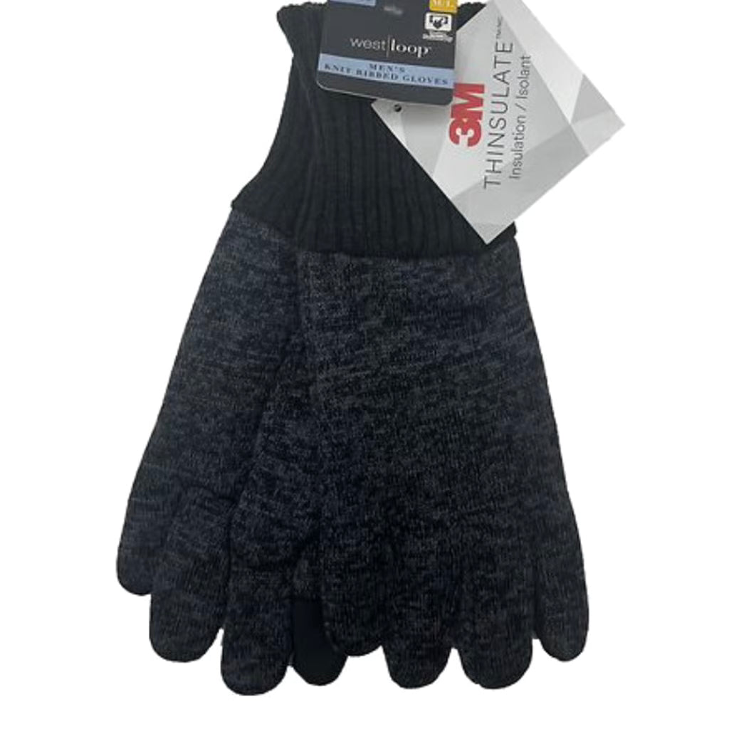 West Loop Thick Men’s Knit Gloves Touchscreen Compatible