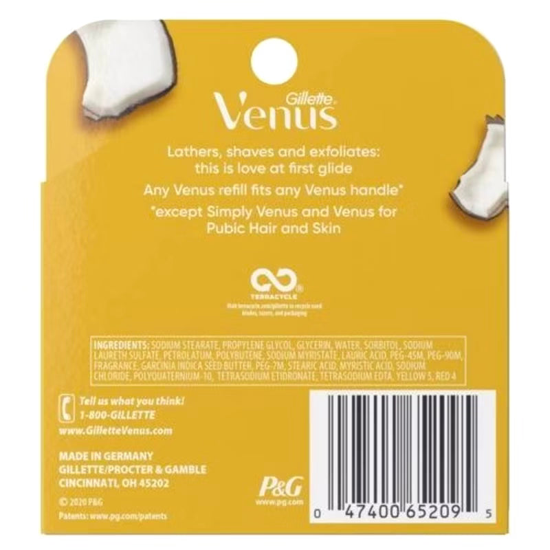 Venus Comfortglide plus Olay Coconut Razor Blade Refills 4ct