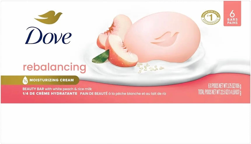 Dove Beauty Bar Soap, Rebalancing, 6 Pack 3.75oz Each