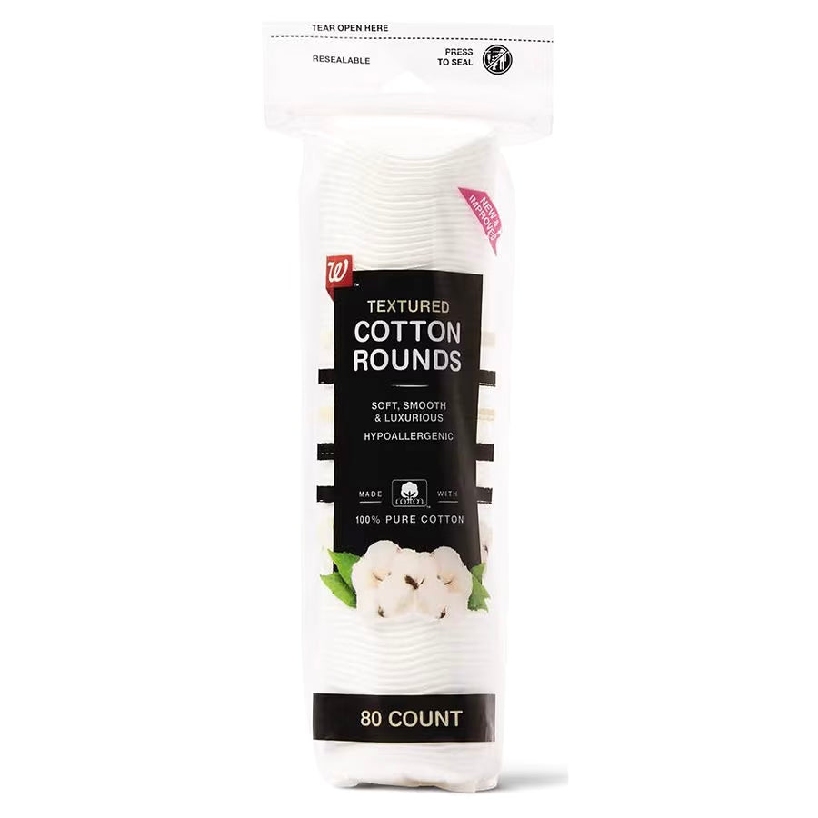 Walgreens Textured Cotton Rounds, Soft, Smooth & Luxurious, 80.0 ea