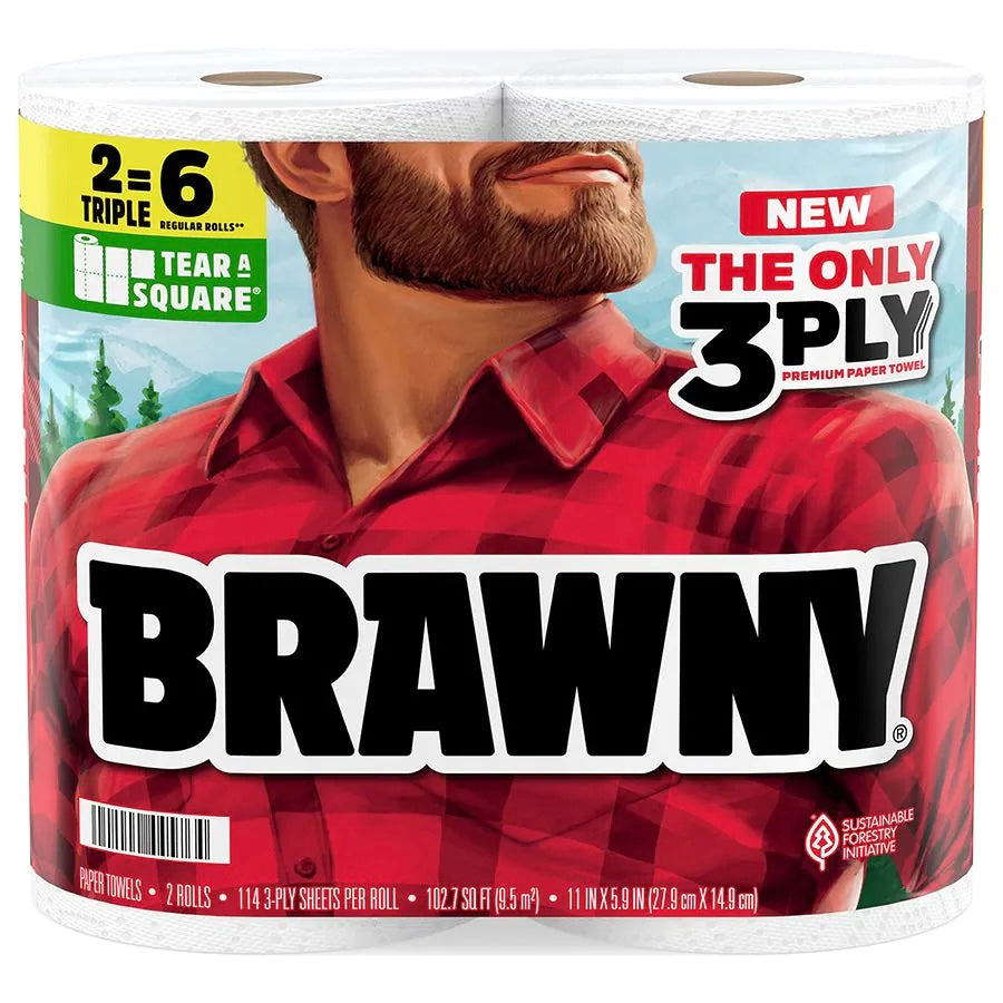 Brawny 3 Ply Paper Towels 2=6 Triple Rolls