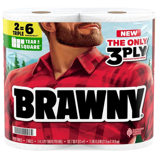 Brawny 3 Ply Paper Towels 2=6 Triple Rolls
