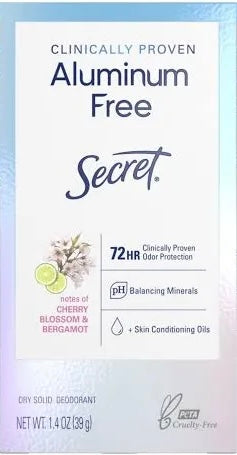 Secret Clinically Proven Aluminum Free Deodorant, Cherry Blossom & Bergamot 1.4oz