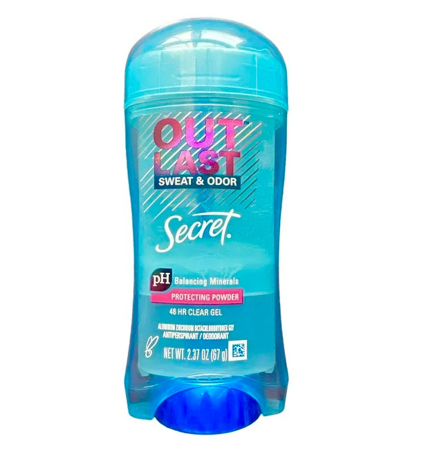 Desodorante y antitranspirante en gel transparente Secret Outlast, polvo protector de 2,6 oz