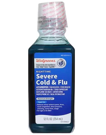 Hielo líquido en vapor para la gripe y el resfriado severos de noche de Walgreens, 12,0 fl oz***