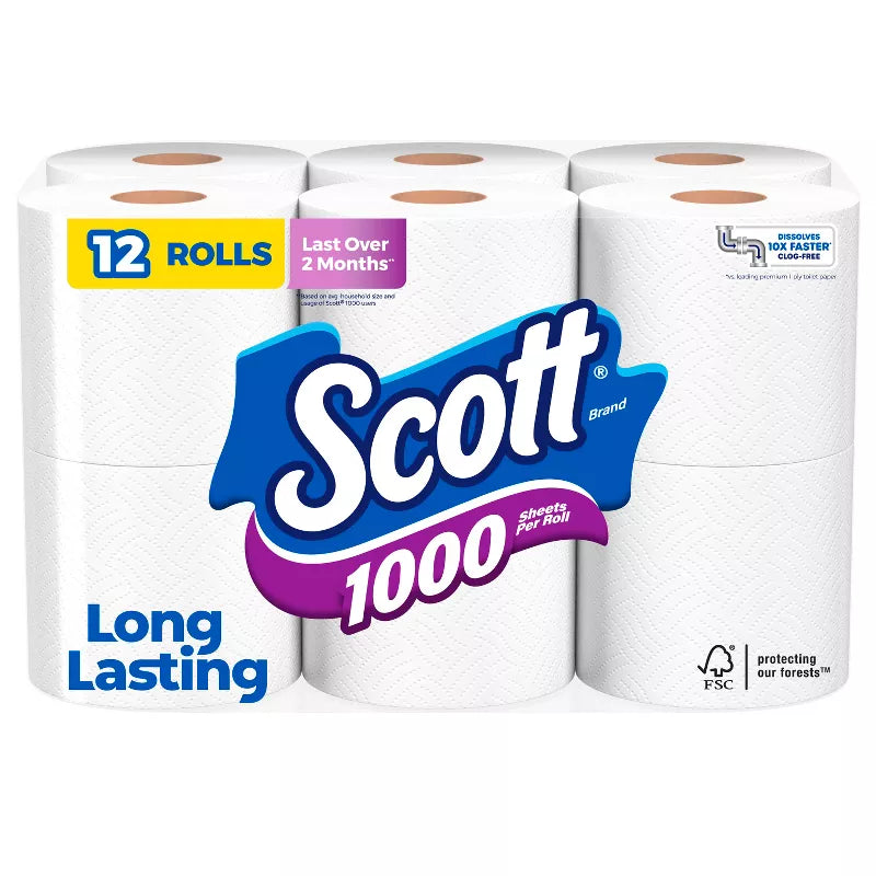 Scott 1000 Toilet Paper 12 Rolls