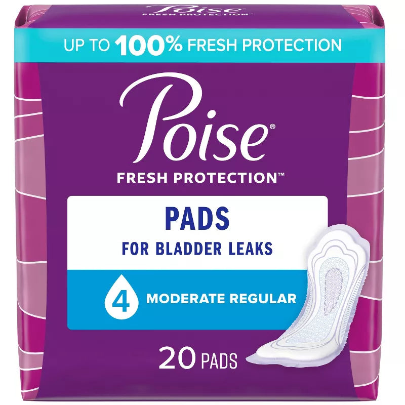 Poise Incontinence Bladder Control Pads for Women - Moderate Absorbency (4 Drop) 20ct