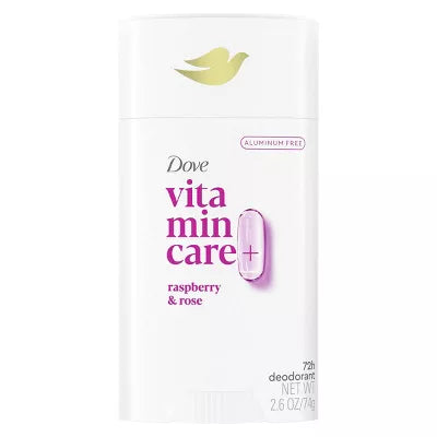 Desodorante en barra Dove VitaminCare+ Raspberry &amp; Rose para mujer, 2,6 oz