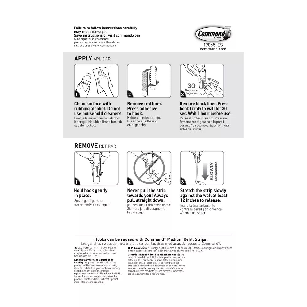 Command Medium Sized Wire Toggle Decorative Hook White 2ct