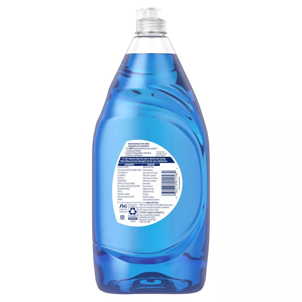 Detergente líquido lavavajillas Dawn New Clean Scent Ultra de 38 oz