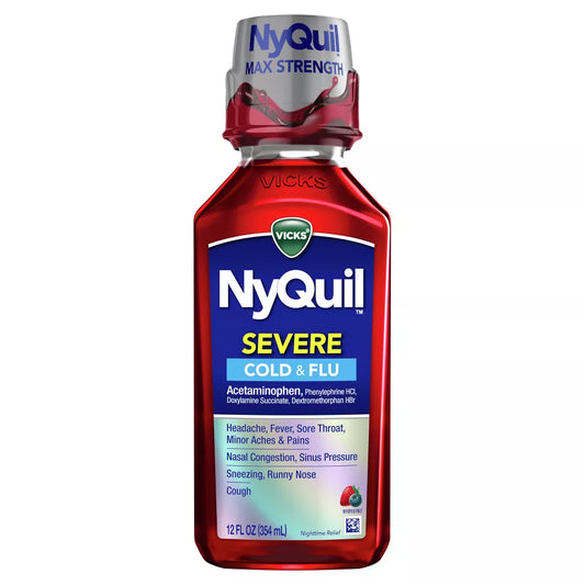 Vicks NyQuil Severe Cold & Flu Medicine Liquid - Berry - 12 fl oz***